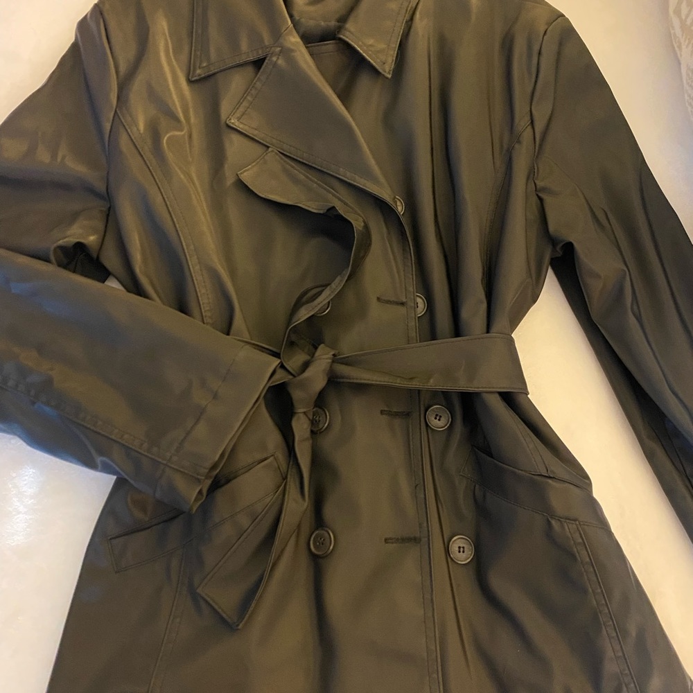 Vintage Black Faux Leather Trenchcoat